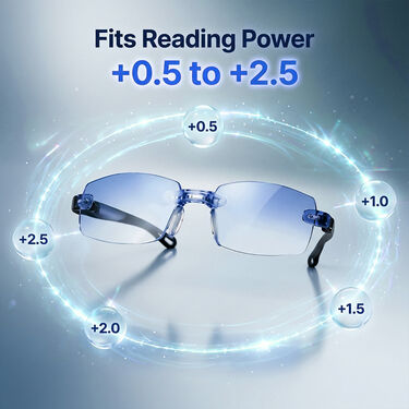 Rimless Folding Coloured Adaptive Power Reading Glasses Buy 1 Get 2 Free (3FOC3RG1)