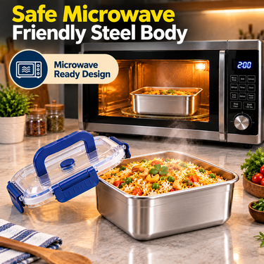 1800ml Steel Microwaveable Storage Container- Buy 1 Get 1 Free (SMC2)