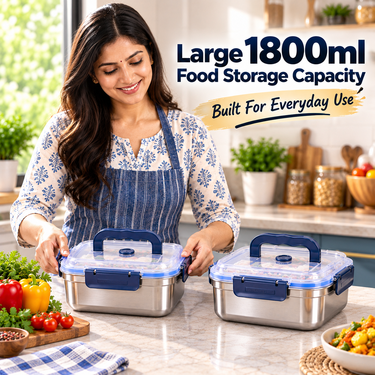 1800ml Steel Microwaveable Storage Container- Buy 1 Get 1 Free (SMC2)