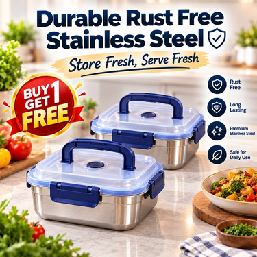 1800ml Steel Microwaveable Storage Container- Buy 1 Get 1 Free (SMC2)