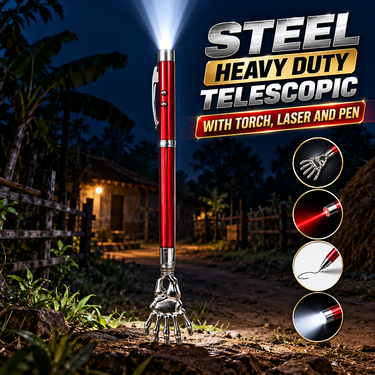 Stainless Steel Heavy Duty Telescopic Torch with Laser (PCP4)