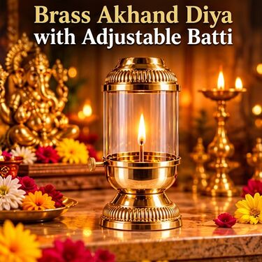 Brass Akhand Diya With Adjustable Bati (BAD4)