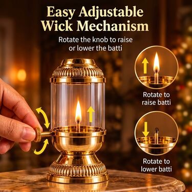 Brass Akhand Diya With Adjustable Bati (BAD4)