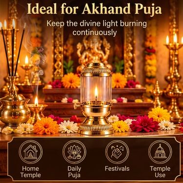 Brass Akhand Diya With Adjustable Bati (BAD4)