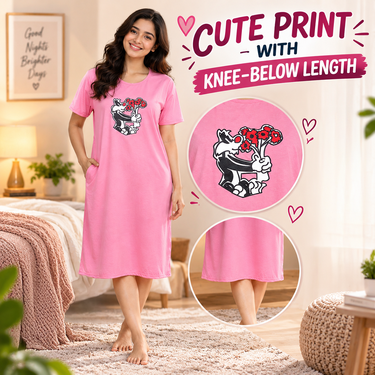 Pack of 2 Long Stretchable Sleep T Shirts For Women (2LT1)