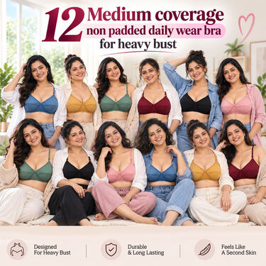 12 Medium Coverage Non Padded Daily Wear Bra For Heavy Bust (12PBR3)