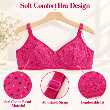Pack of 3 Attractive Polka Dot Printed Bra And Panty Set (3BP9)