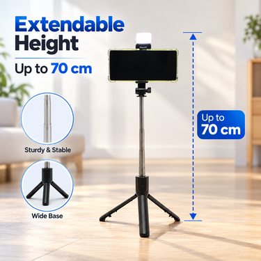 Portable Metal Tripod With Remote Shutter And Light (ELA21)