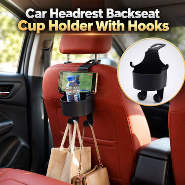 Car Headrest Backseat Cup Holder With Hooks (CAC6)