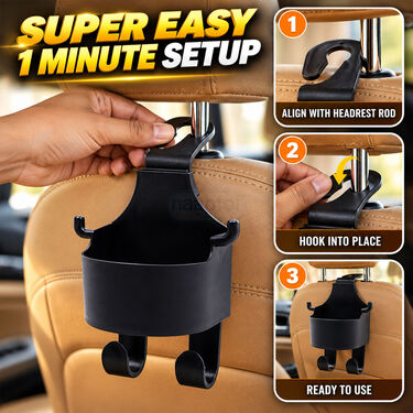 Car Headrest Backseat Cup Holder With Hooks (CAC6)
