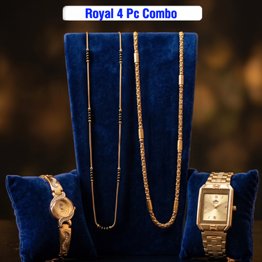 Golden Mens & Ladies Watch With Free Mens & Ladies Chain (MLGWFC1)