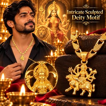 Maa Durga Shakti Pendant With Golden Chain (SJPN30)