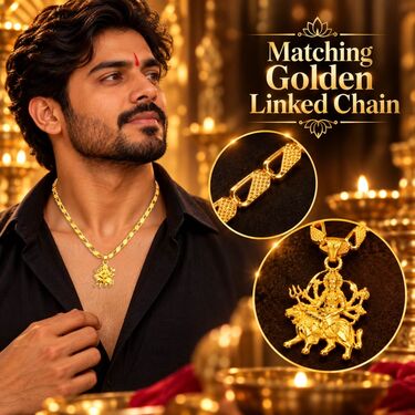Maa Durga Shakti Pendant With Golden Chain (SJPN30)