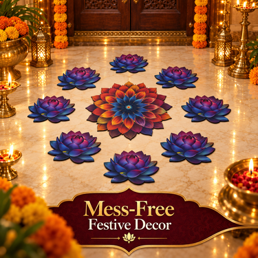 3D 9pcs Festive Lotus Rangoli Set (DRLR7)