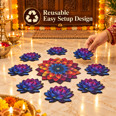 3D 9pcs Festive Lotus Rangoli Set (DRLR7)