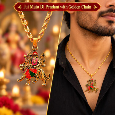 Jai Mata Di Pendant with Golden Chain (SJPN29)