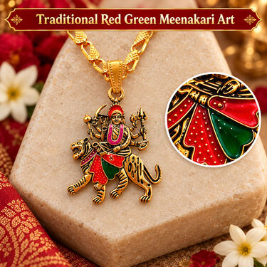 Jai Mata Di Pendant with Golden Chain (SJPN29)