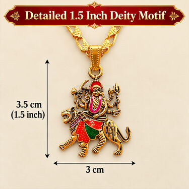 Jai Mata Di Pendant with Golden Chain (SJPN29)