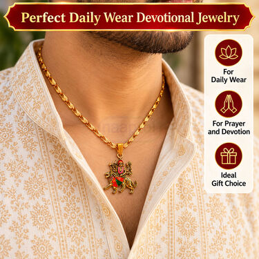 Jai Mata Di Pendant with Golden Chain (SJPN29)