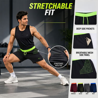 Pack of 4 Breathable Quic Dry Fitness Shorts For Men (4MS8)