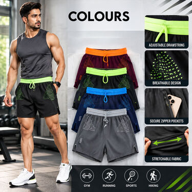 Pack of 4 Breathable Quic Dry Fitness Shorts For Men (4MS8)