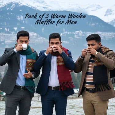 Pack of 3 Wollen Kullu Mufflers For Men (WKM2)