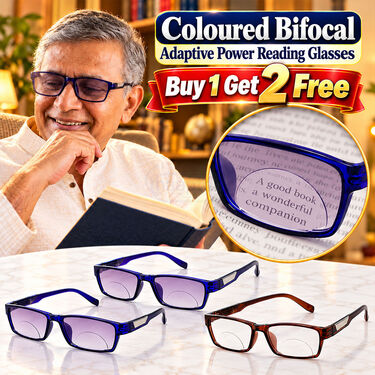 Coloured Bifocal Adaptive Power Reading Glasses Buy 1 Get 2 Free (3BOC6RG68)