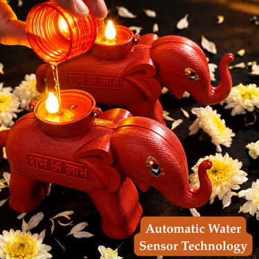 Pack of 2 Elephant Shape Water Sensor Diya (LL100)