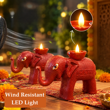 Pack of 2 Elephant Shape Water Sensor Diya (LL100)