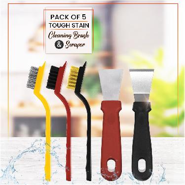 Pack Of 5 Tough Stain Cleaning Brush & Scraper