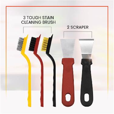 Pack Of 5 Tough Stain Cleaning Brush & Scraper