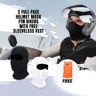 2 Full Face Helmet Mask For Bikers With Free Sleeveless Vest (2MB1)