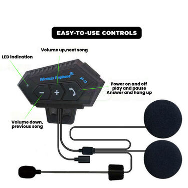 Motorcycle Helmet Wireless Dual Earphone On-Ear Helmet Bluetooth Calling And Music With Mic (MHWB)