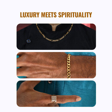 Golden Watch + 2 Chain + 2 Austrian Diamond Ring + Bracelet (MGW2C2RB)