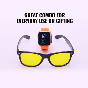 Day & Night HD Vision Glasses With Stylish Digital Watch (NVGW3)