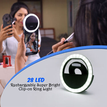 28 LED Rechargeable Super Bright Clip-on Ring Light  (LRG)
