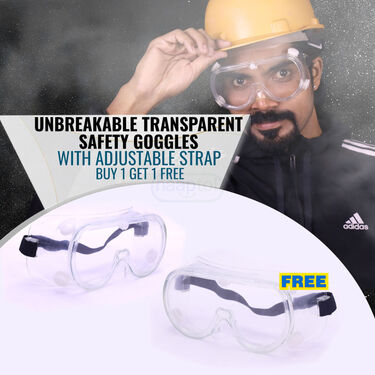 Unbreakable Transparent Safety Goggles With Adjustable Strap - Buy 1 Get 1 FREE (2SG)