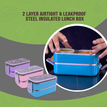 2 Layer Airtight & Leakproof Steel Insulated Lunch Box (2LILB1)