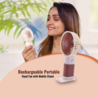USB Rechargeable Small Hand Fan With Mobile Stand (EF27)