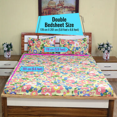 Multi Floral Fitted Double Bed sheet with 2 Pillow Covers (DBS19)