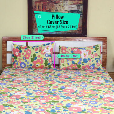 Multi Floral Fitted Double Bed sheet with 2 Pillow Covers (DBS19)