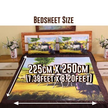 Velvet Digital Printed Double Bedsheet with 2 Pillow Covers (DBS21)