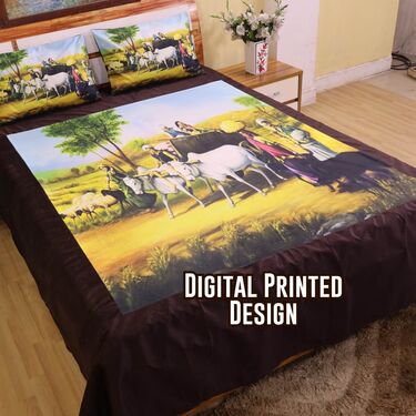 Velvet Digital Printed Double Bedsheet with 2 Pillow Covers (DBS21)