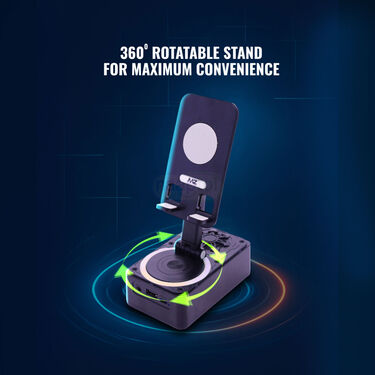 4 In 1  Smart Mobile Stand With Inbuilt loud Bluetooth Speaker Color Changing lights And Powerbank (SMST)