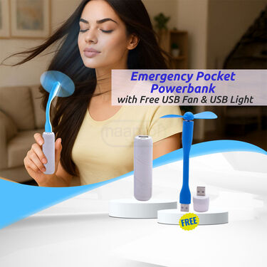 Emergency Pocket Power Bank With Free USB Fan & USB Light (PB24)