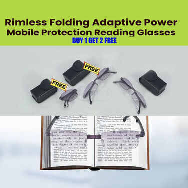 Rimless Folding Adaptive Power Mobile Protection Reading Glasses B1 G2 Free (3FORG10)