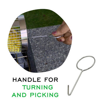 Stainless Steel Rolling Grill Basket With Hook (1BGT1)