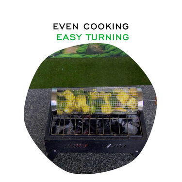 Stainless Steel Rolling Grill Basket With Hook (1BGT1)