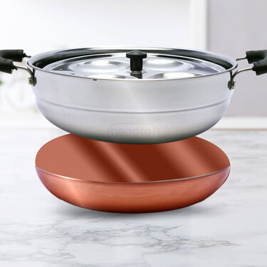 Copper Base Multi Kadai + Steel Lid + Idli Rack (1CMK2)