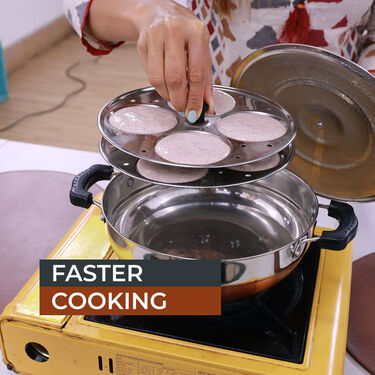 Copper Base Multi Kadai + Steel Lid + Idli Rack (1CMK2)